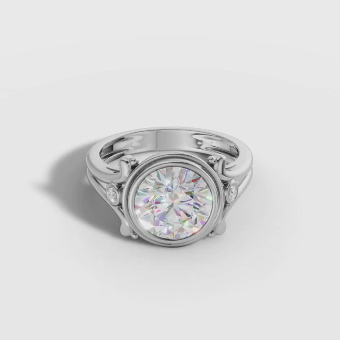 1 To 5 CT Round Cut Lab Grown Diamond Bezel Set Vintage Style Ring in Gold | Classic Solitaire Ring – Pooja Diamond