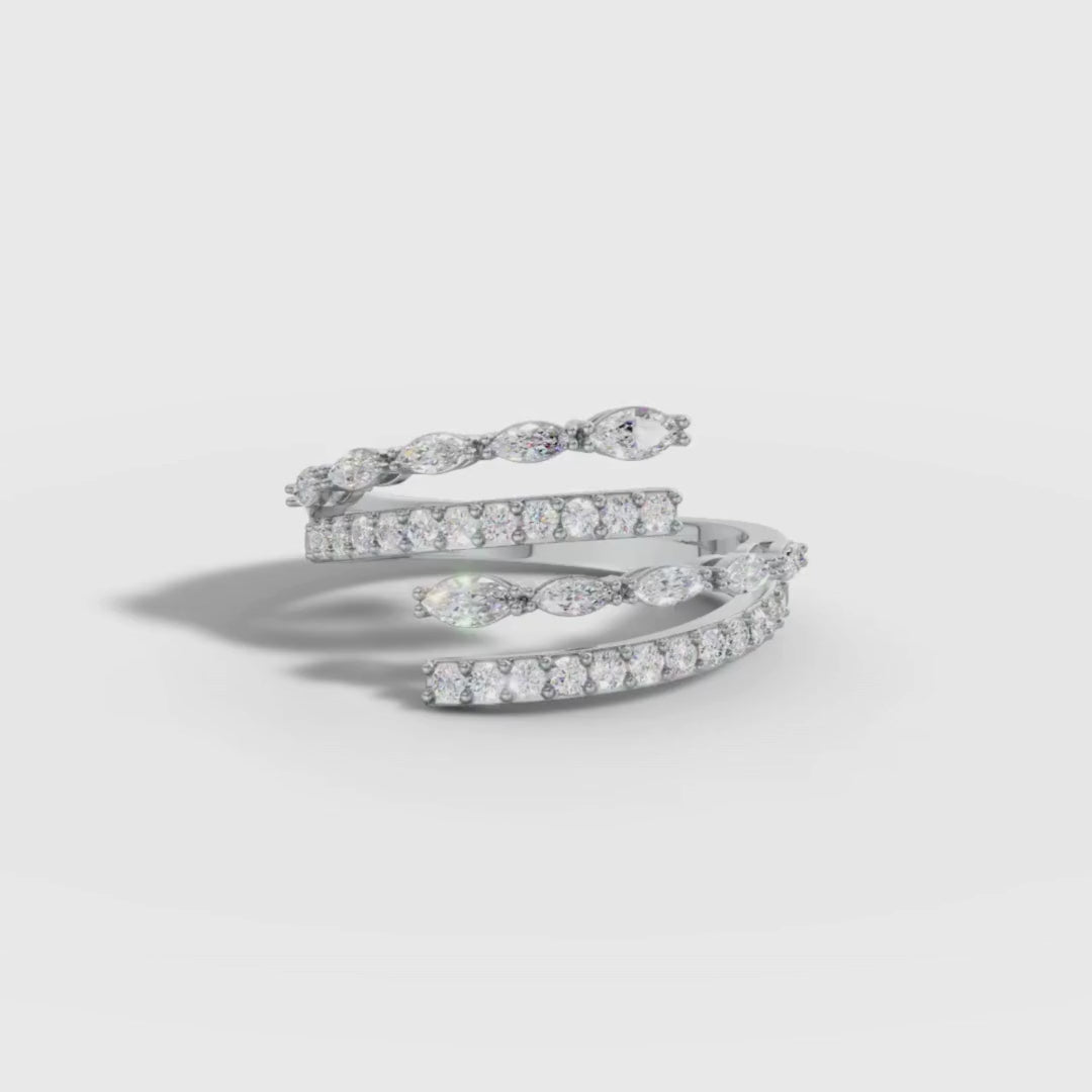 Mix Shape Lab Grown Diamond Spiral Wrap Ring in Gold | Designer Statement Ring – Pooja Diamond