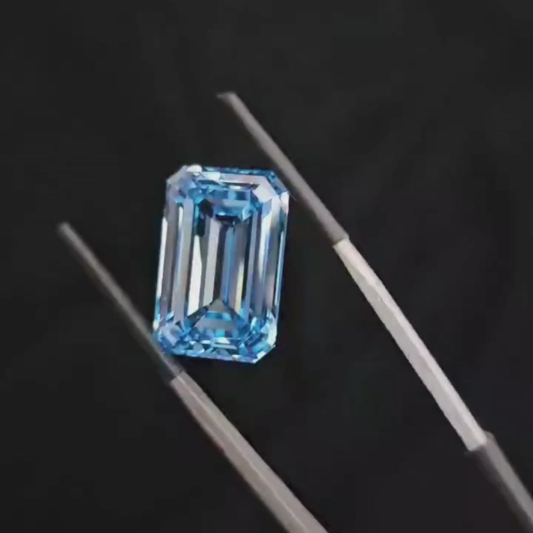 1 To 8 CT Blue Emerald Shape Lab Grown Diamond | Fancy Blue Emerald Cut CVD Diamond – Pooja Diamond
