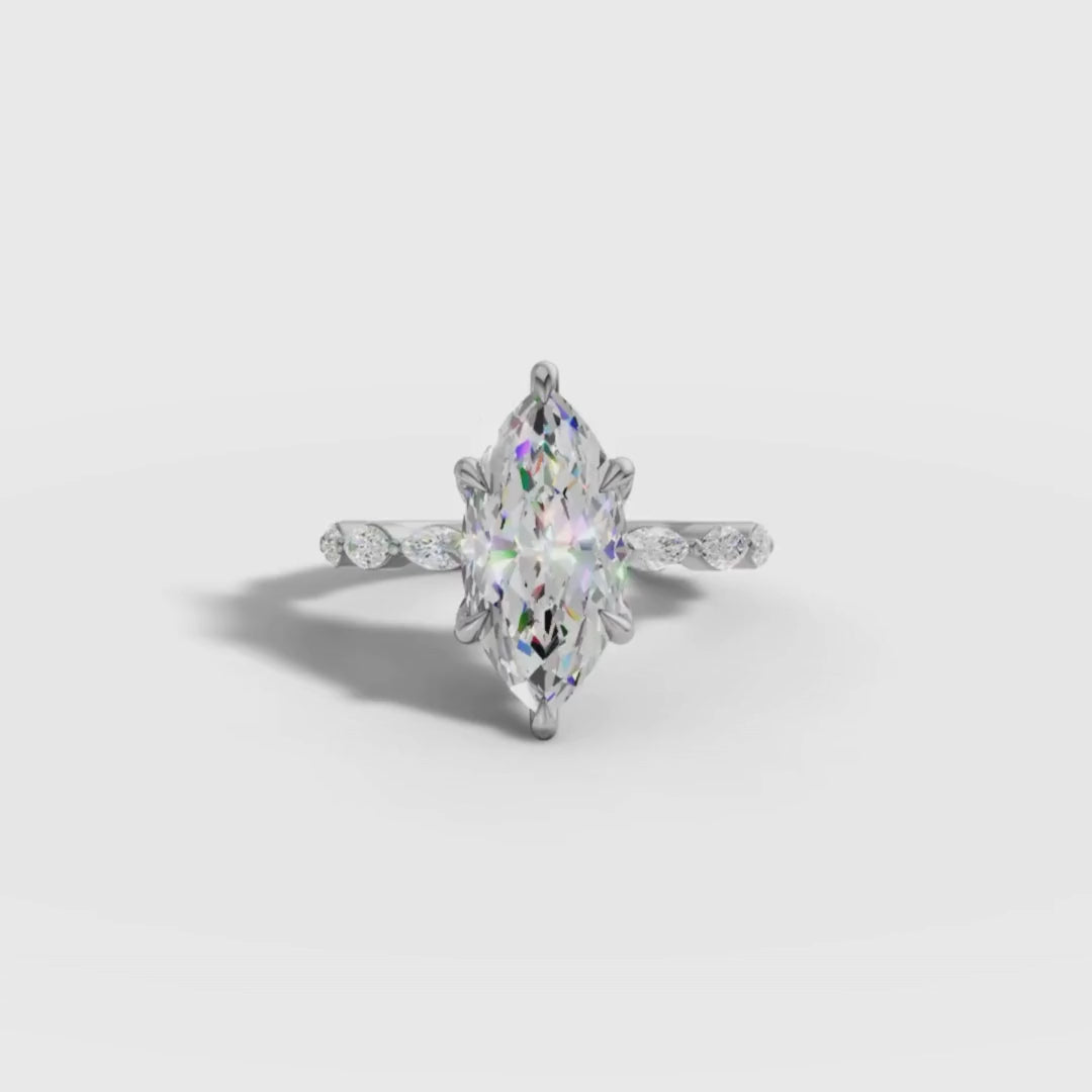 2 To 5 CT Marquise Cut Lab Grown Diamond Engagement Ring with Side Stones in Gold | Elegant Bridal Ring – Pooja Diamond