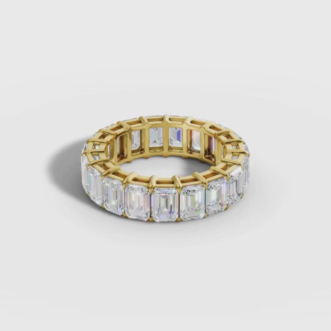 Emerald Cut Lab Grown Diamond Eternity Ring in Gold | Full Eternity Wedding Band – Pooja Diamond