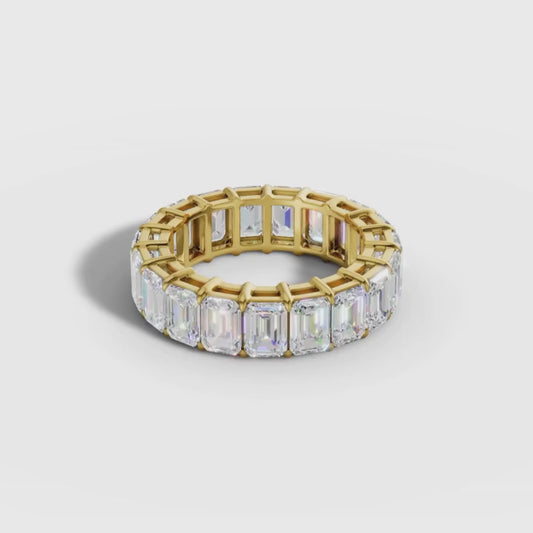 Emerald Cut Lab Grown Diamond Eternity Ring in Gold | Full Eternity Wedding Band – Pooja Diamond