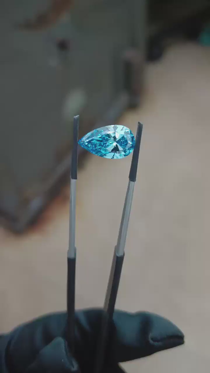 1 To 5 Carat Pear Cut Lab Grown Blue Diamond: VVS/VS, IGI Certified