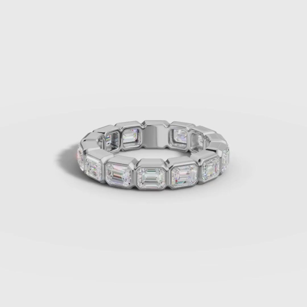 Emerald Cut Lab Grown Diamond Full Eternity Ring in Gold | Luxury Wedding Band – Pooja Diamond