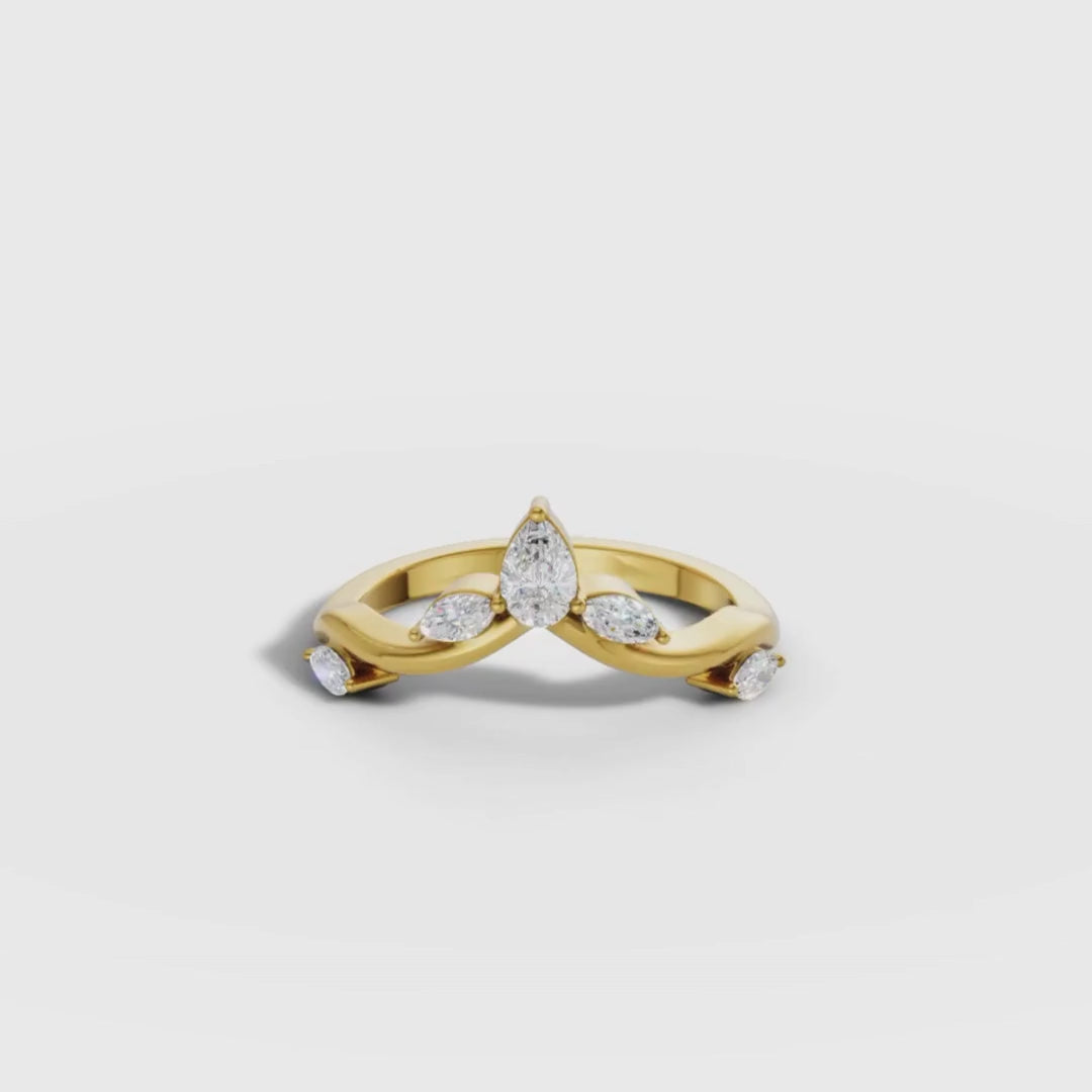 Pear & Marquise Lab Grown Diamond Tiara Ring in Gold | Elegant Designer Ring – Pooja Diamond