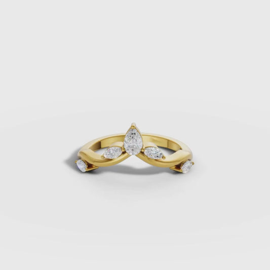 Pear & Marquise Lab Grown Diamond Tiara Ring in Gold | Elegant Designer Ring – Pooja Diamond