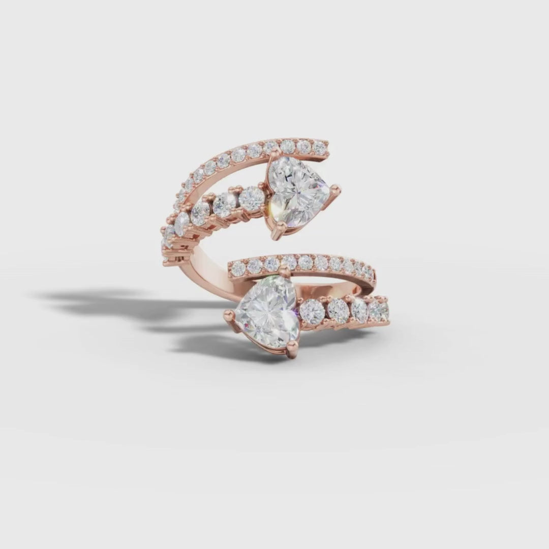 1 To 5 CT Heart Shape Lab Grown Diamond Open Wrap Ring in Gold | Modern Statement Ring – Pooja Diamond
