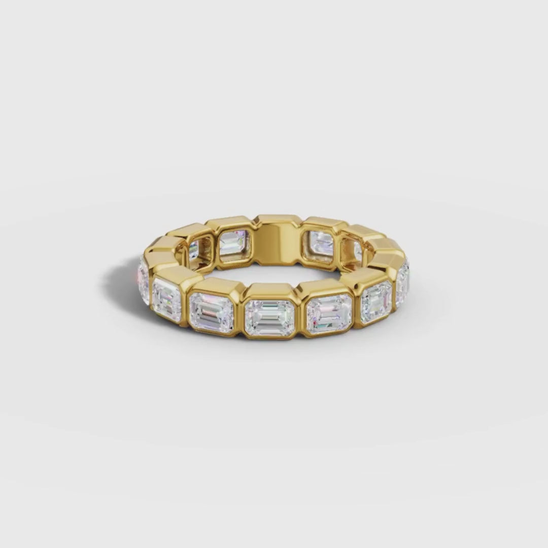 Emerald Cut Lab Grown Diamond Full Eternity Ring in Gold | Luxury Wedding Band – Pooja Diamond