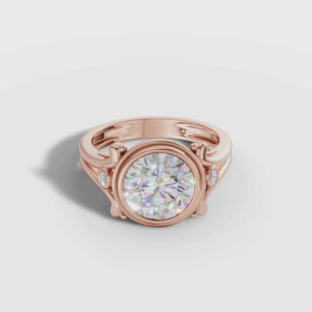 1 To 5 CT Round Cut Lab Grown Diamond Bezel Set Vintage Style Ring in Gold | Classic Solitaire Ring – Pooja Diamond