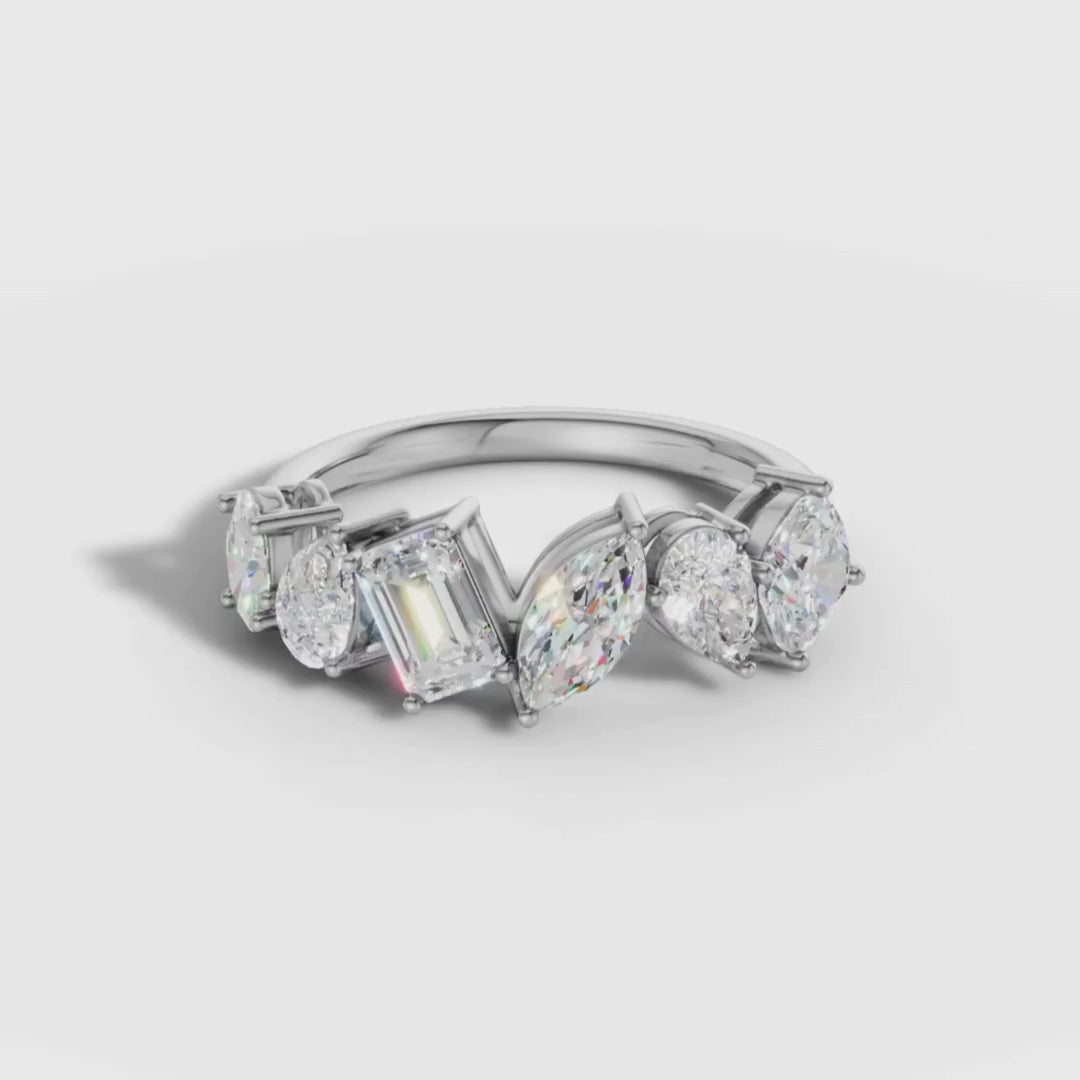 Mixed Shape Lab Grown Diamond Ring in Gold | Modern Designer Band – Pooja Diamond