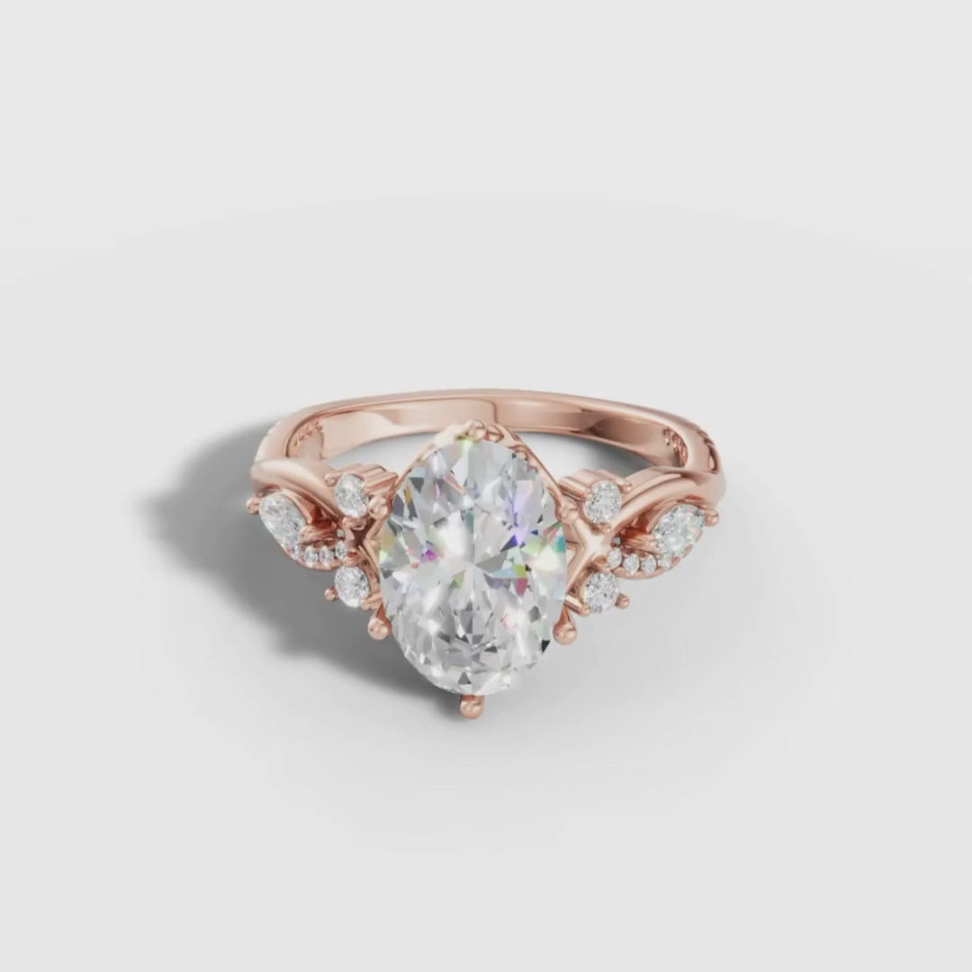 1 To 5 CT Classic Oval Shape Lab Grown Diamond Engagement Ring in Yellow Gold | Side Diamond Setting – Pooja Diamond