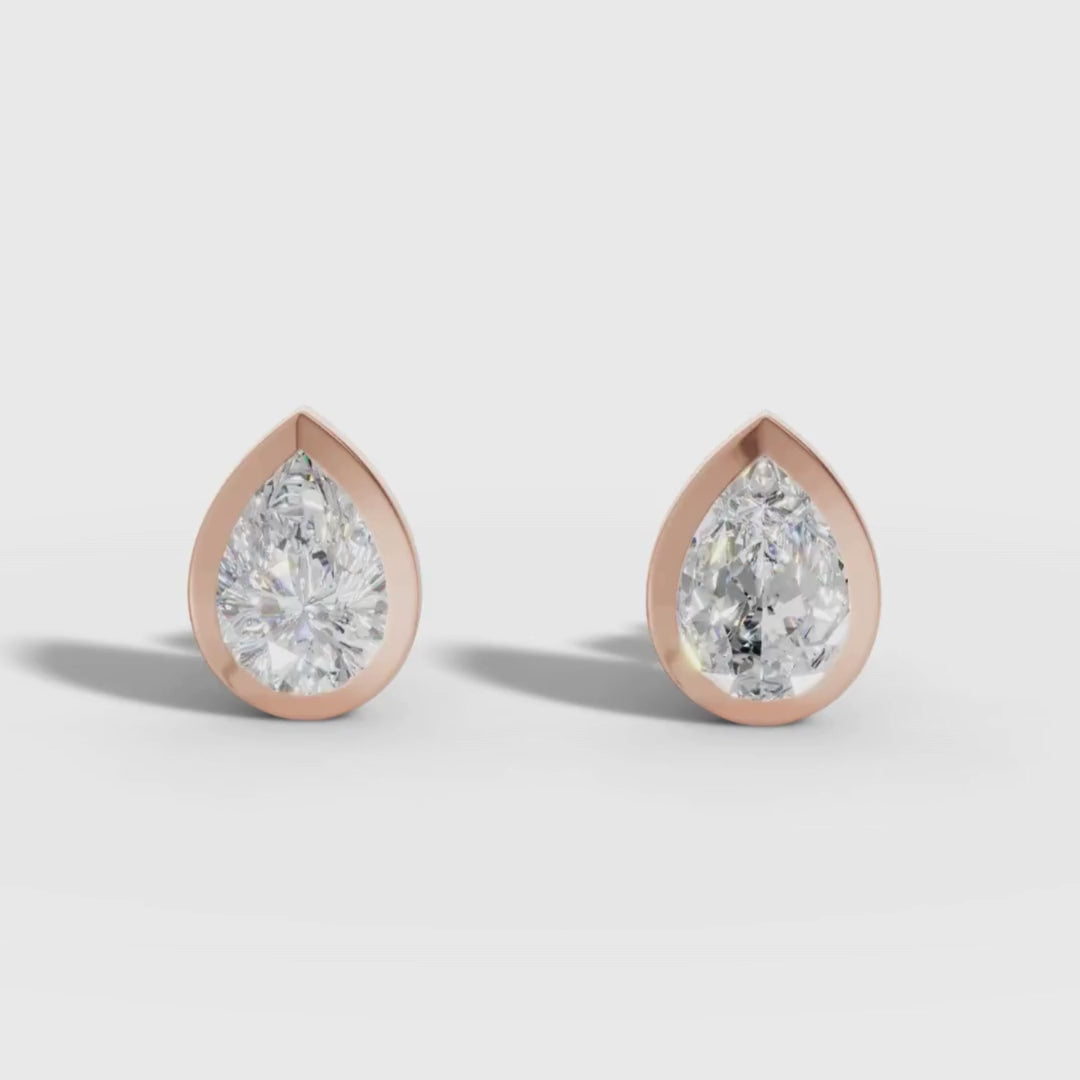 Pear Cut Lab Grown Diamond Stud Earrings in Gold