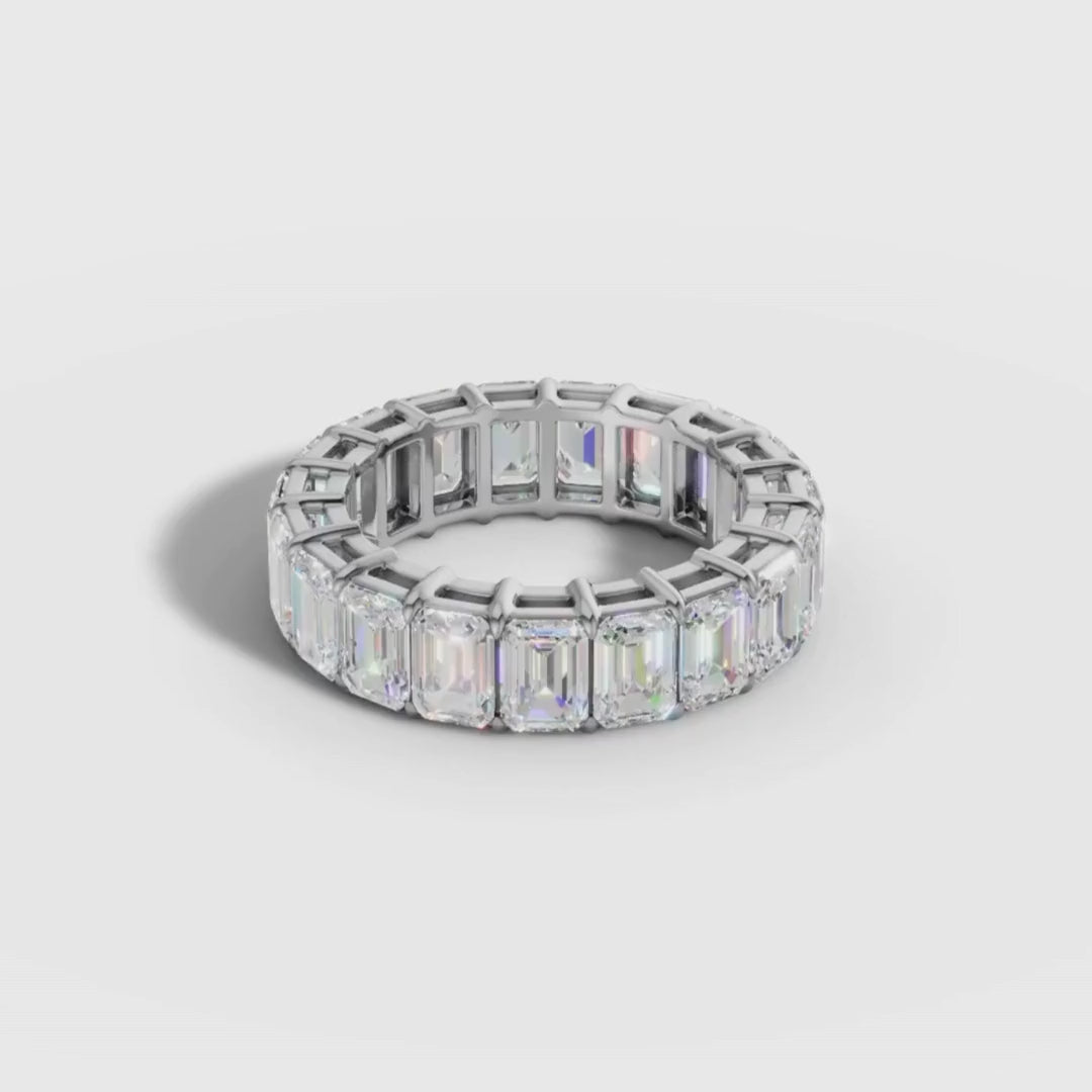 Emerald Cut Lab Grown Diamond Eternity Ring in Gold | Full Eternity Wedding Band – Pooja Diamond