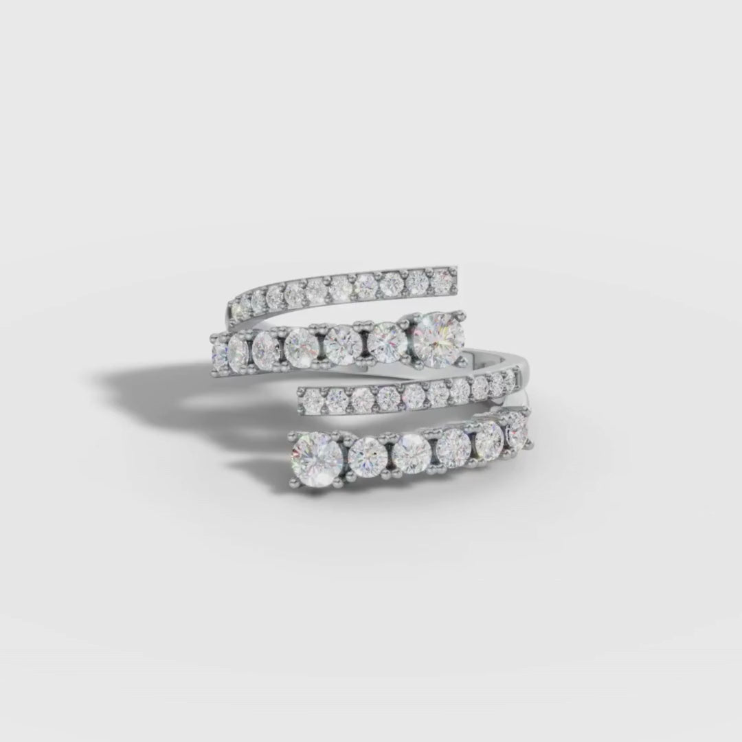 Round Cut Lab Grown Diamond Spiral Wrap Ring in Gold | Luxury Statement Ring – Pooja Diamond