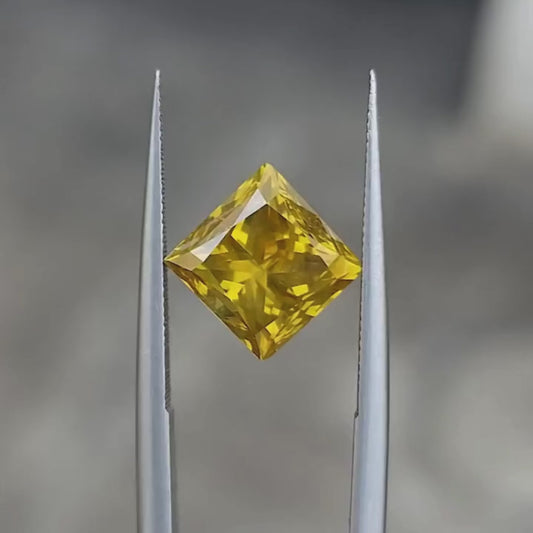 1 To 5 CT Yellow Princess Shape Lab Grown Diamond | Fancy Yellow CVD Princess Cut Diamond – Pooja Diamond