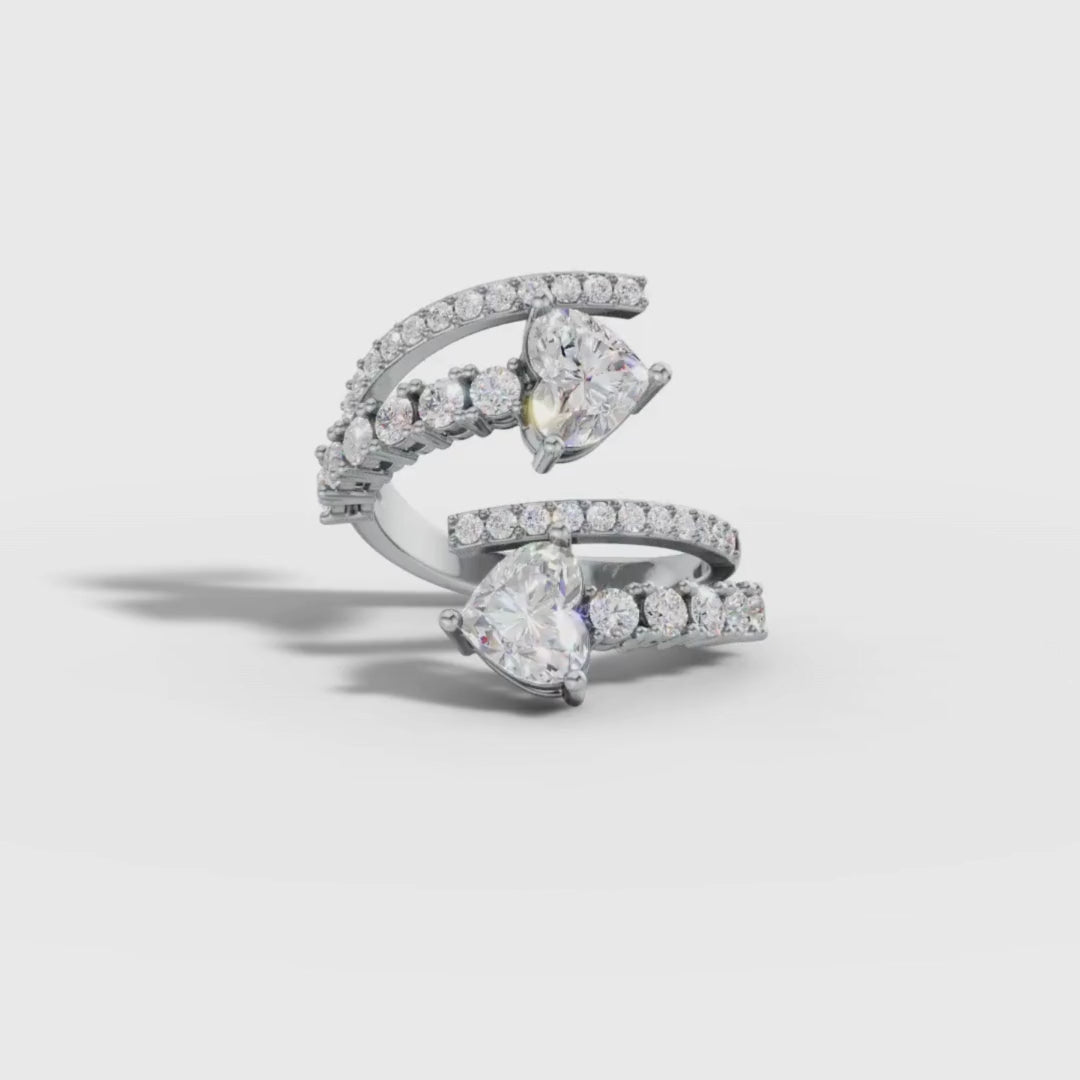 1 To 5 CT Heart Shape Lab Grown Diamond Open Wrap Ring in Gold | Modern Statement Ring – Pooja Diamond