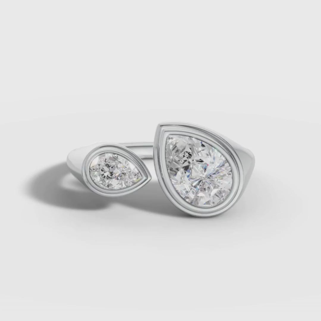1 To 5 Carat Open Pear Shape Lab Grown Diamond Ring in Yellow Gold | Modern Minimal Diamond Ring – Pooja Diamond