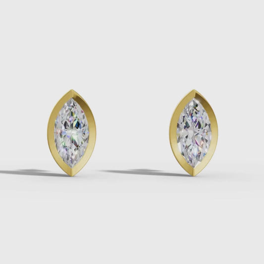 Marquise Cut Lab Grown Diamond Stud Earrings in Gold