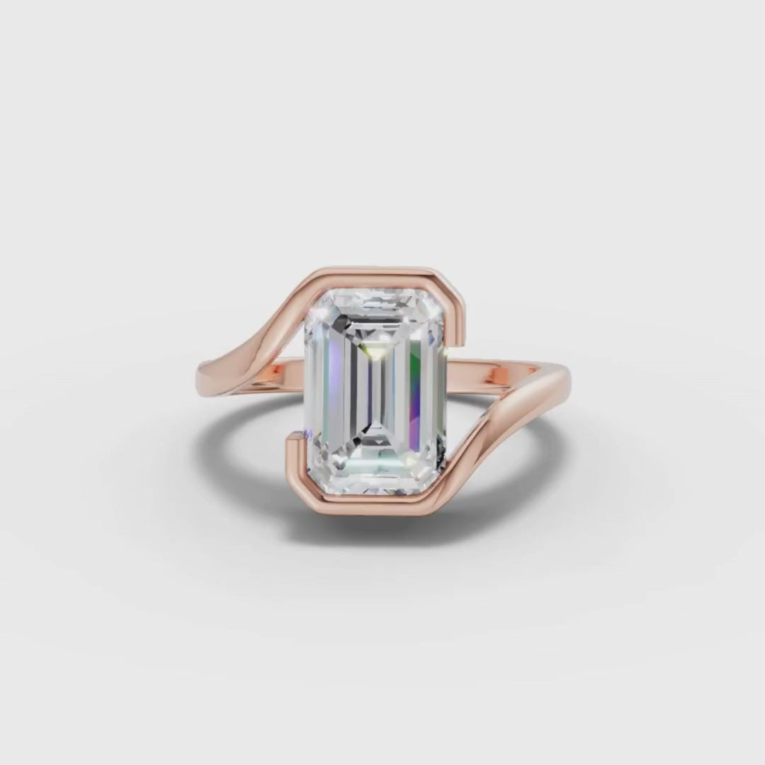 1 To 5 CT Emerald Cut Lab Grown Diamond Wrap Ring in Gold | Modern Bezel Diamond Ring – Pooja Diamond