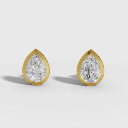 Pear Cut Lab Grown Diamond Stud Earrings in Gold
