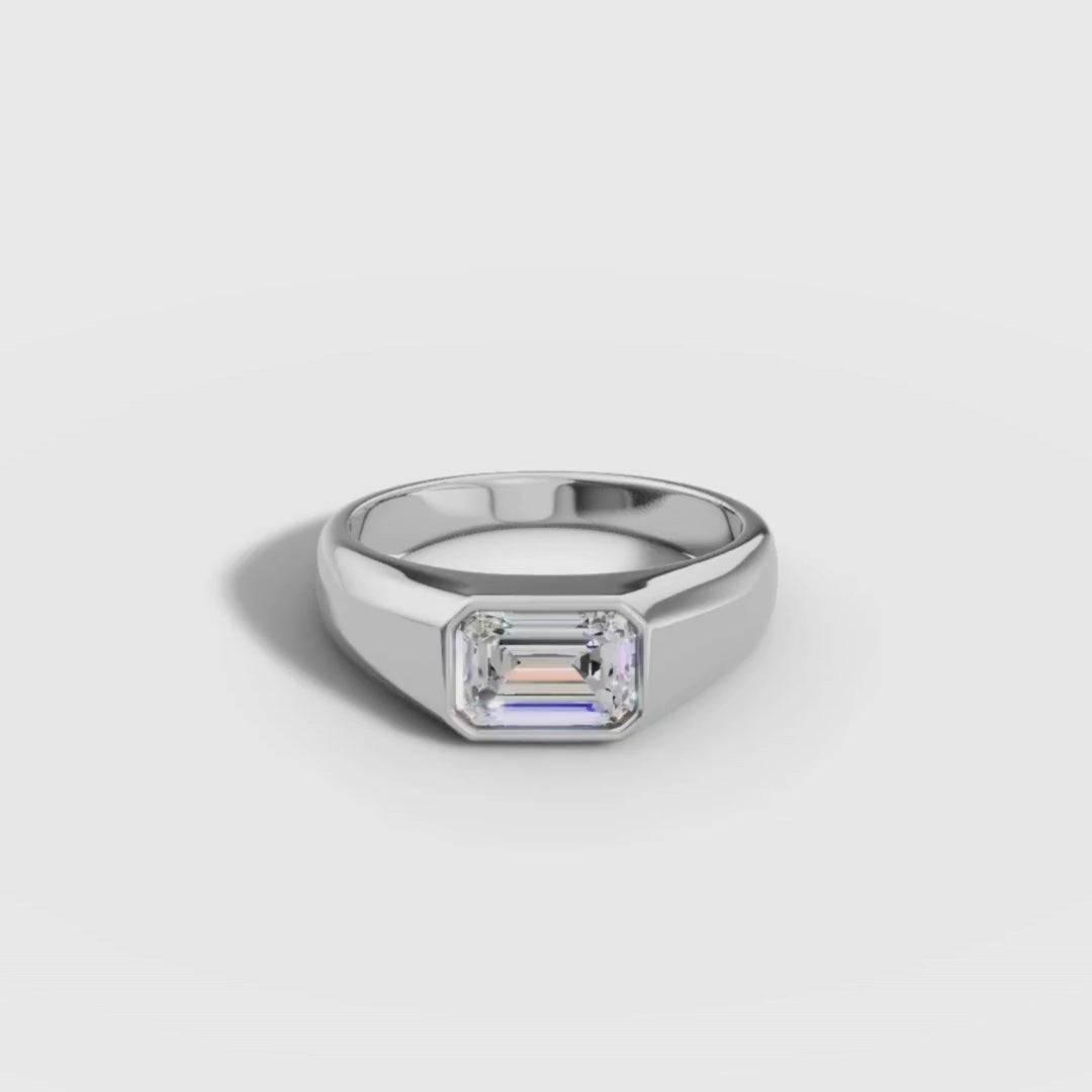 1 To 5 CT Emerald Cut Lab Grown Diamond Signet Ring in Gold | Modern Luxury Diamond Ring – Pooja Diamond