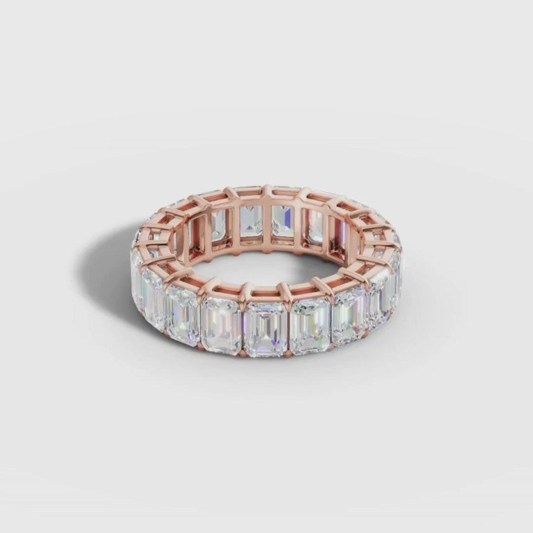 Emerald Cut Lab Grown Diamond Eternity Ring in Gold | Full Eternity Wedding Band – Pooja Diamond