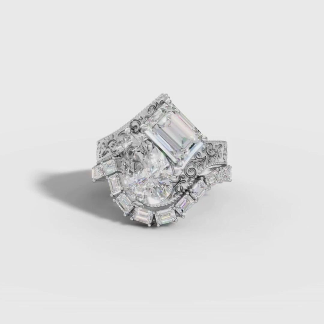 Mixed Shape Lab Grown Diamond Statement Ring in Yellow Gold | Designer Bridal Ring – Pooja Diamond