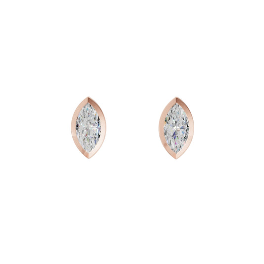 Marquise Cut Lab Grown Diamond Stud Earrings in Gold