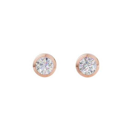 Round Cut Lab Grown Diamond Stud Earrings in Gold