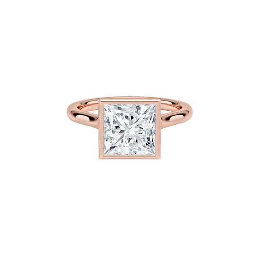 1 To 5 CT Princess Cut Lab Grown Diamond Bezel Set Solitaire Ring in Gold | Modern Engagement Ring – Pooja Diamond