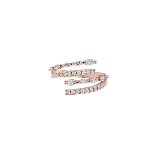Designer Lab Grown Diamond Wrap Ring – Marquise & Round Cuts