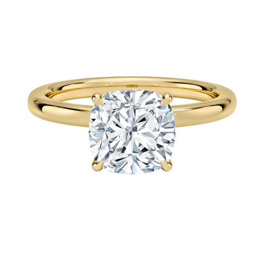 1 To 5 Ct Lab Grown Cushion Cut Secret Halo 2mm Diamond Ring with Hidden Halo in 10K/14K/18K Gold | Pooja Diamond | IGI Certified Lab Diamond