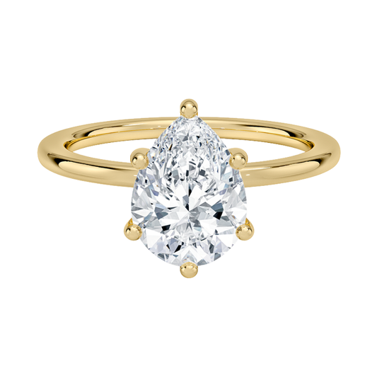 1 To 5 Ct Sydney Perfect Fit Hidden Halo Six-Prong Pear Cut Lab Grown Diamond Ring | Pooja Diamond | IGI Certified Lab Diamond