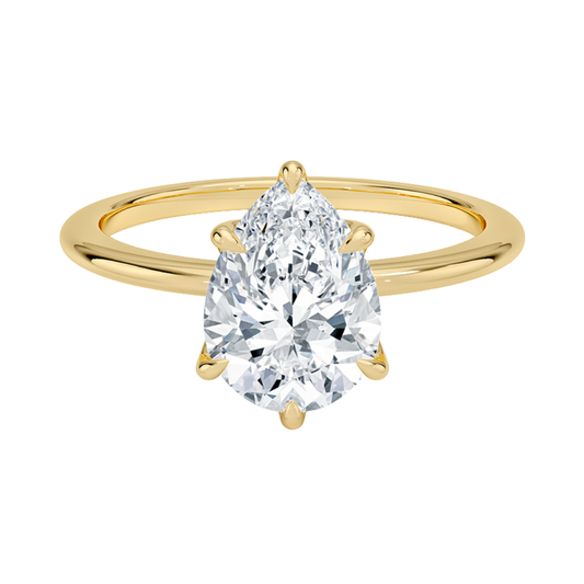 1 TO 5 CT Lab Grown Pear Cut Diamond Petite Esme 1.5mm Solitaire Ring in 10K/14K/18K Gold – Elegant Cathedral Setting | IGI Certified Lab Diamond