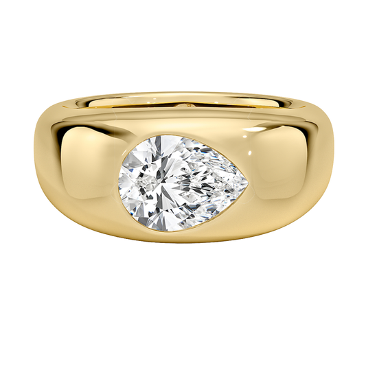 1 To 5 Ct Sloane Flush Set Pear Cut Lab Grown Diamond Dome Ring – Bold 10K/14K/18K Gold Solitaire | Pooja Diamond  | IGI Certified Lab Diamond