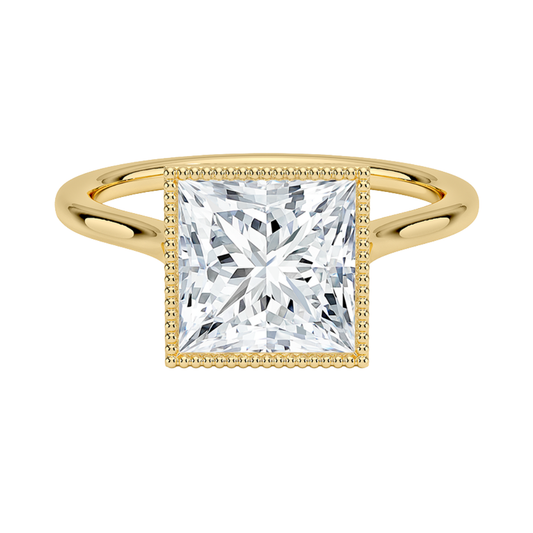 1 TO 5 CT Lab Grown Princess Cut Diamond Margot Bezel Set Ring in 10K/14K/18K Gold | Pooja Diamond | IGI Certified Lab Diamond
