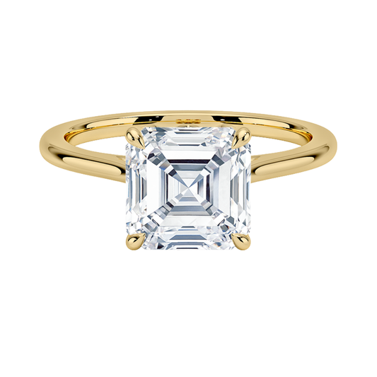 1 To 5 CT Elegant Lab Grown Asscher Cut Diamond Petal 1.5mm Solitaire Ring in 10K/14K/18K Gold | Pooja Diamond | IGI Certified Lab Diamond
