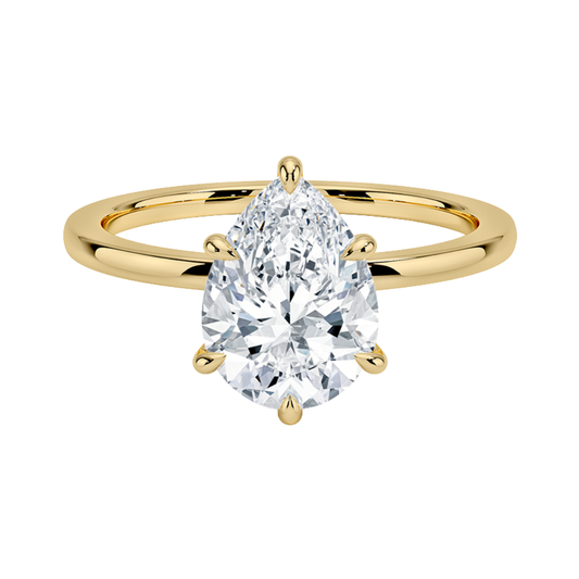 1 To 5 Ct Lab Grown Pear Cut Secret Halo Six-Prong Diamond Ring with Hidden Halo in 10K/14K/18K Gold | Pooja Diamond | IGI Certified Lab Diamond