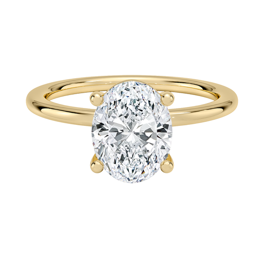 1 TO 5 CT Lab Grown Oval  Cut Diamond Perfect Fit 1.4mm Solitaire Ring in 10K/14K/18K Gold – Classic Basket Setting | Pooja Diamond | IGI Certified Lab Diamond