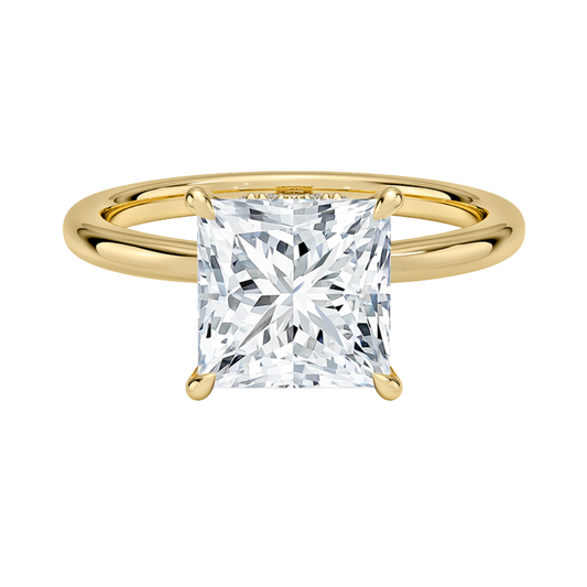 1 TO 5 CT Lab Grown Princess Cut Hidden Heart Diamond Solitaire Ring with Diamond-Accented Gallery in 10K/14K/18K Gold |Pooja Diamond | IGI Certified Lab Diamond