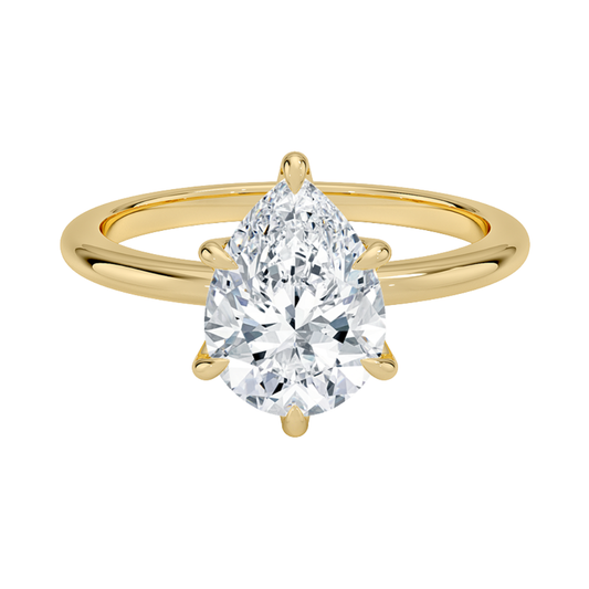 1 TO 5 CT Modern Pear Cut Lab Grown Diamond Esme 1.8mm Solitaire Ring in 10K/14K/18K Gold | Pooja Diamond | IGI Certified Lab Diamond