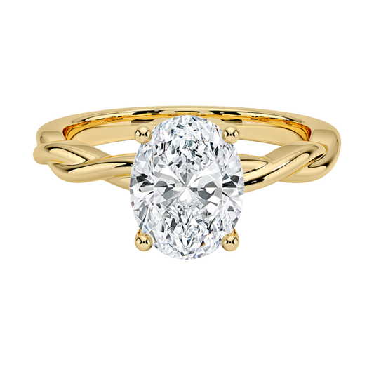 1 To 5 Ct Twisted Vine Hidden Halo Oval Cut Lab Grown Diamond Ring | Pooja Diamond | IGI Certified Lab Diamond