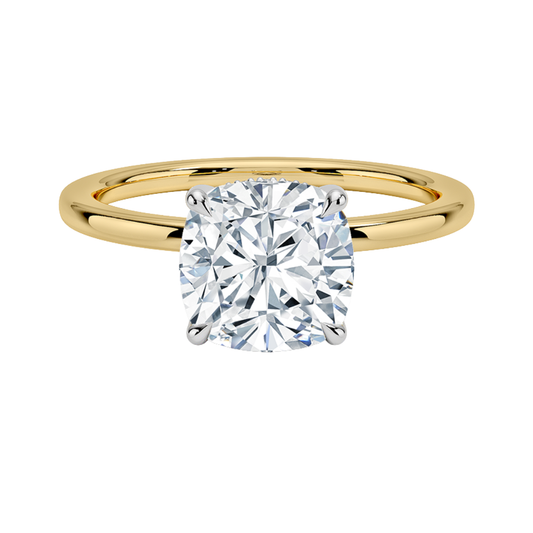 1 TO 5 CT Lab Grown Cushion Cut Diamond Hidden Halo Ring in 10K/14K/18K Gold | Pooja Diamonds|IGI Certified Lab Diamond