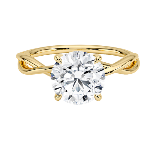 1 TO 5 CT Lab Grown Round Cut Diamond Engagement Ring in 10K/14K/18K Gold | Twisted Shank Solitaire | Pooja Diamonds|IGI Certified Lab Diamond