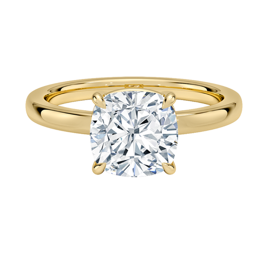 1 TO 5 CT Lab Grown Cushion Cut Diamond Solitaire Ring in 10K/14K/18K Gold | Classic Basket Setting – Pooja Diamond | IGI Certified Lab Diamond