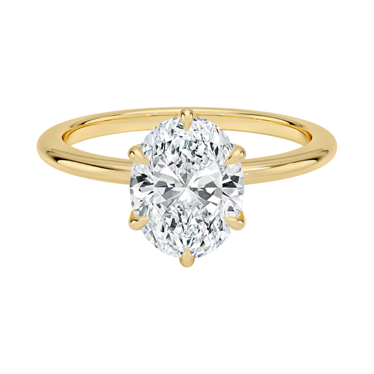 1 TO 5 CT Lab Grown Oval Cut Diamond Petite Esme 1.5mm Solitaire Ring in 10K/14K/18K Gold – Elegant Cathedral Setting | IGI Certified Lab Diamond