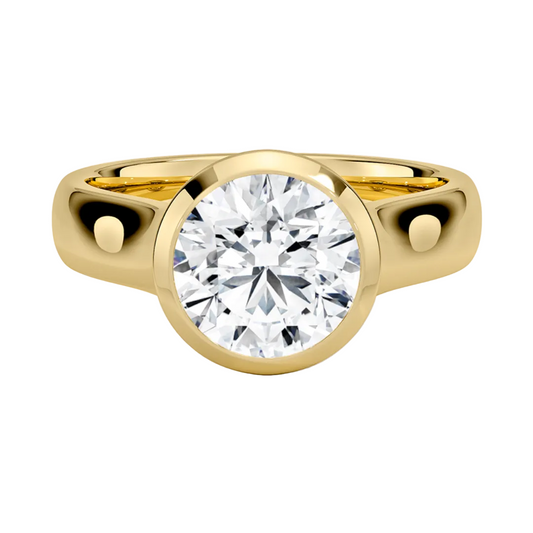 1 TO 5 CT Modern lab grown Round cut diamond solitaire ring in 10K/14K/18K gold with T-bar setting | Pooja Diamond | IGI Certified Lab Diamond
