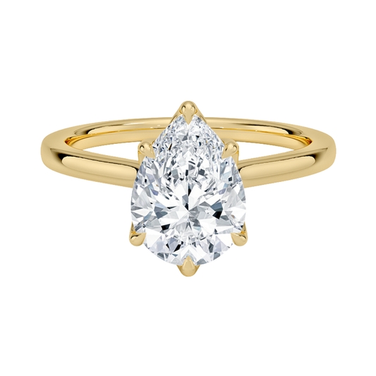 1 TO 5 CT Designer Pear Cut Lab Grown Diamond Elodie Cathedral Solitaire Ring in 10K/14K/18K Gold | Pooja Diamond | IGI Certified Lab Diamond