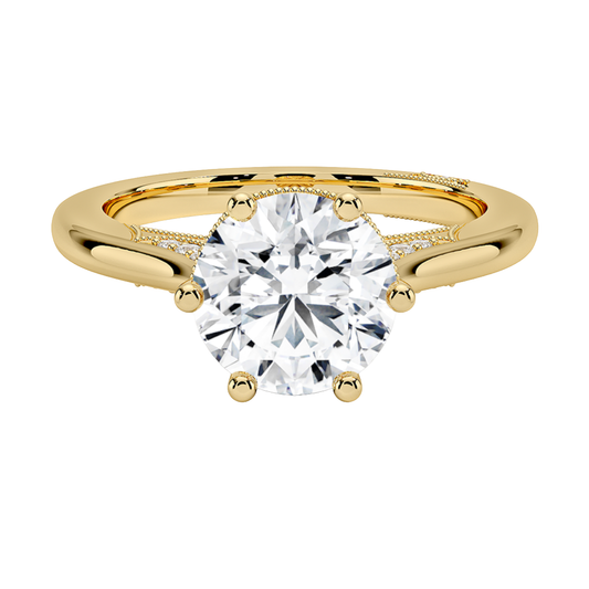 1 To 5 Ct Lab Grown Round Cut Simply Tacori Crown Diamond Ring in 10K/14K/18K Gold with Hidden Halo – Elegant Solitaire Design | Pooja Diamonds | IGI Certified Lab Diamond