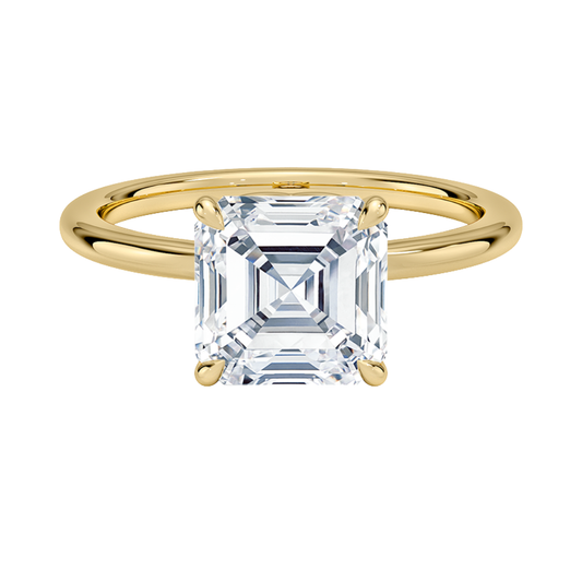 1 TO 5 CT Lab Grown Asscher Cut Diamond Hidden Heart Solitaire Ring in 10K/14K/18K Gold | Classic Engagement Ring |IGI Certified Lab Diamond